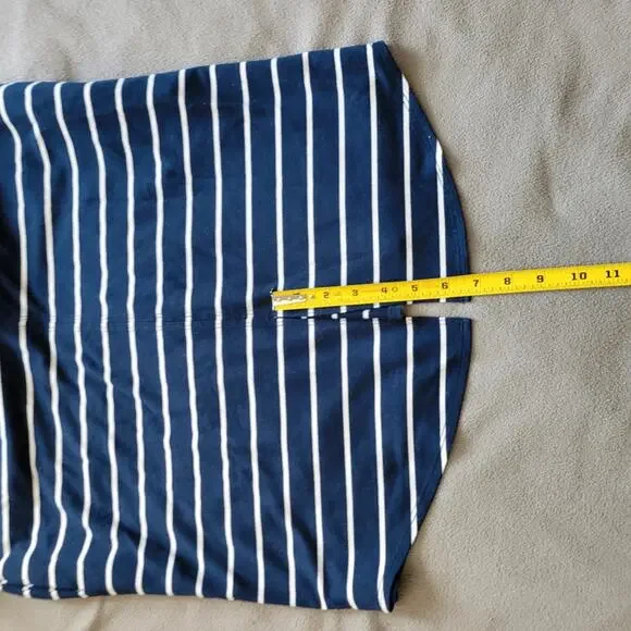 ST JOHNS BAY Shirt Dress Women Medium Blue White Striped Slip On Pockets Slit - Picture 7 of 12